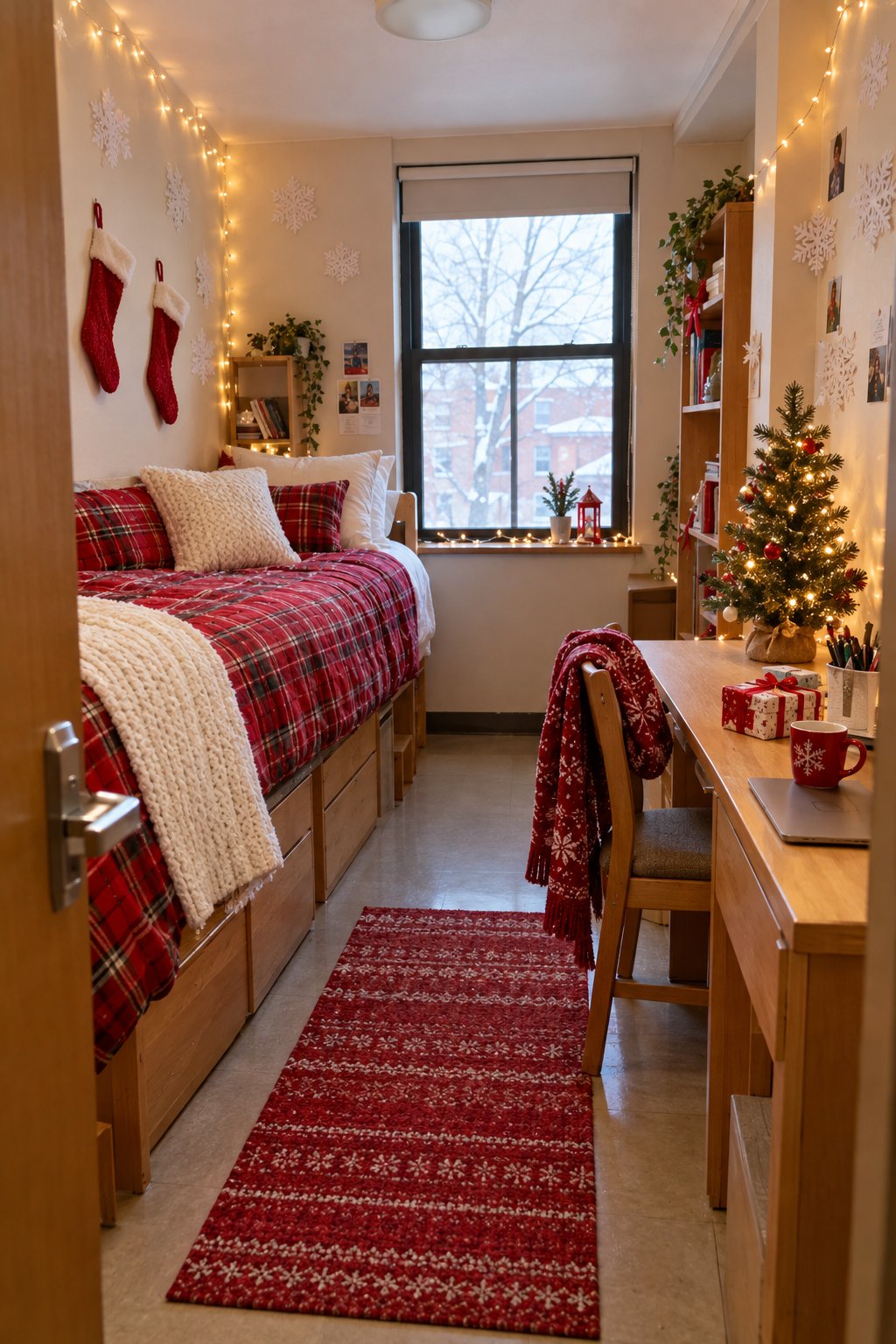 Red-and-White Christmas Across the Dorm