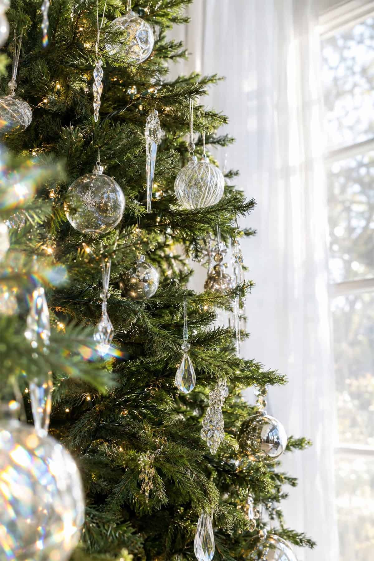 Glass Icicles Across the Christmas Tree
