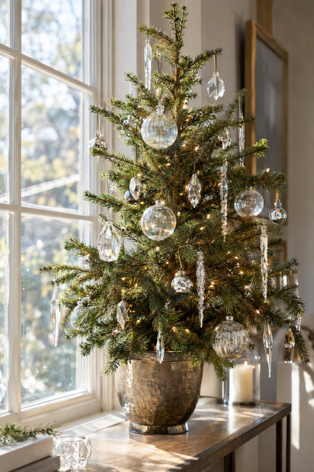 Glass Drops on a Window-Side Tree