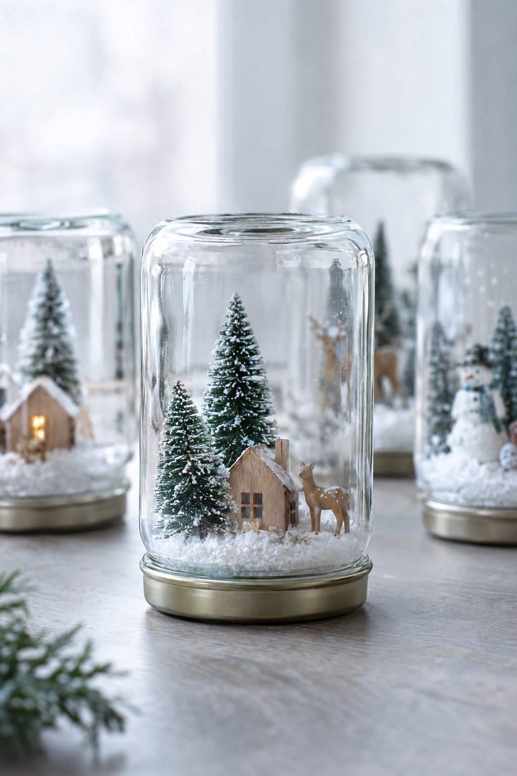 diy snow globe jars
