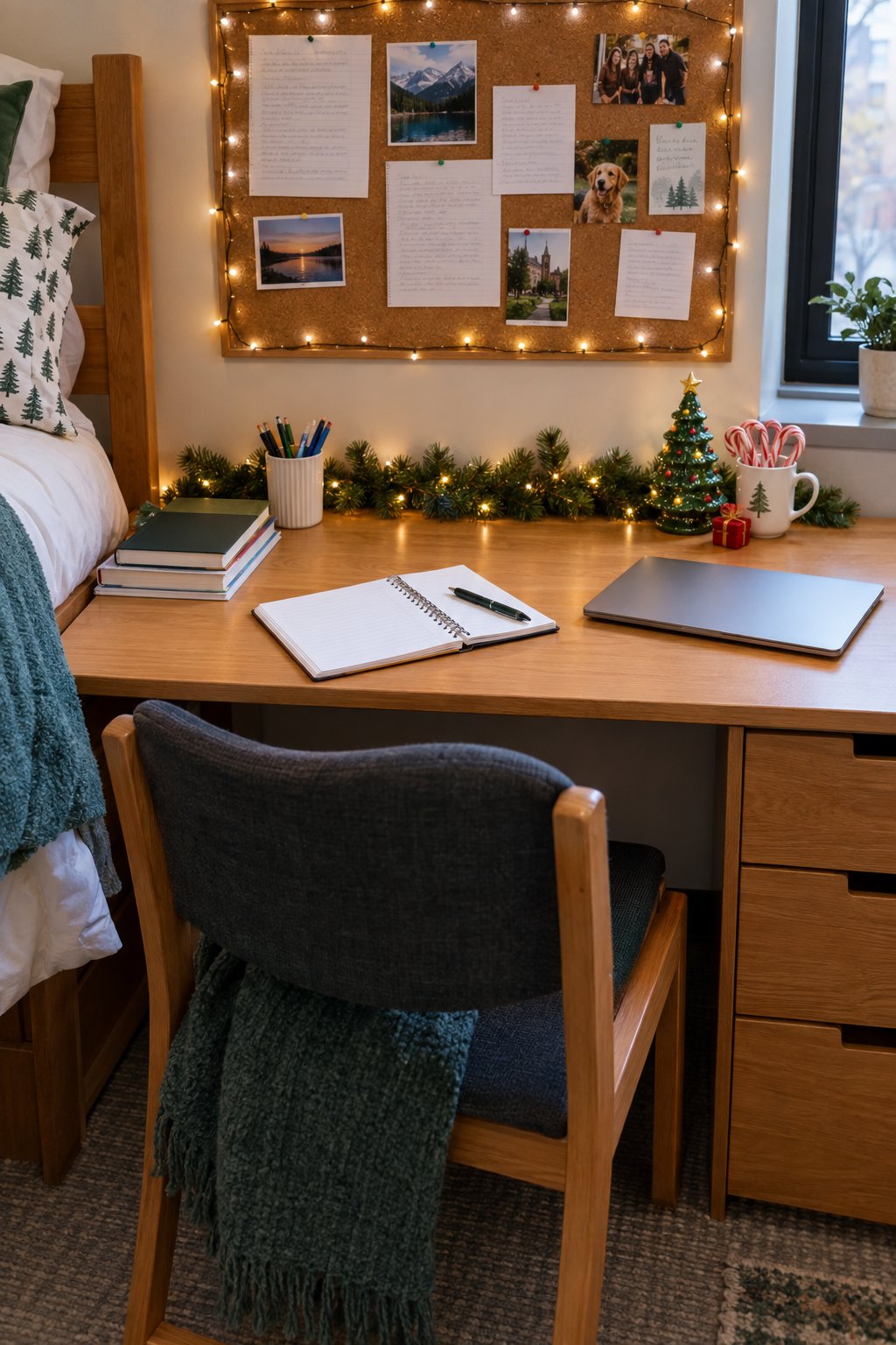Christmas Details for a Dorm Desk