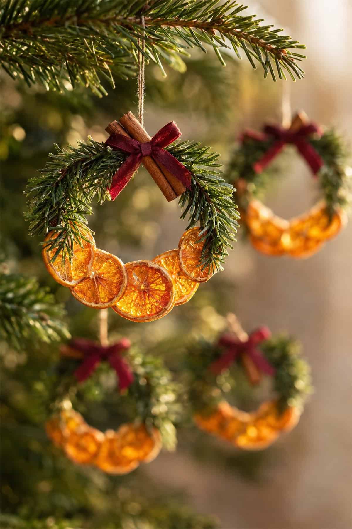 dried orange mini wreath ornaments
