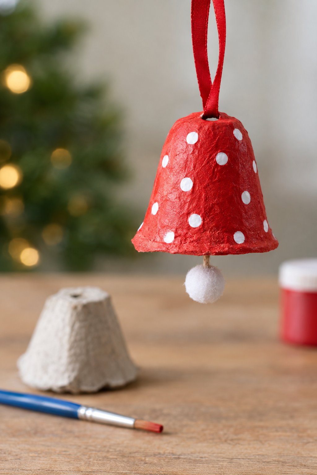 egg carton bell ornament