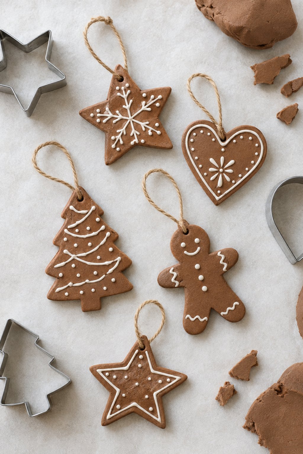faux gingerbread clay ornaments