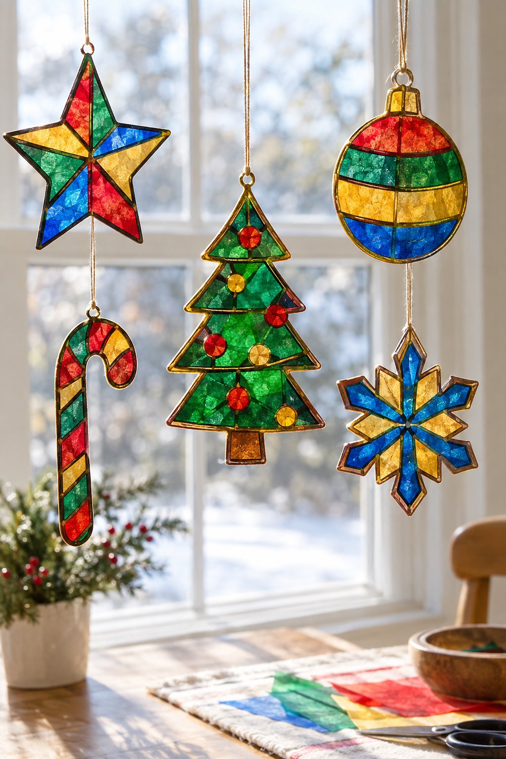 faux stained glass christmas ornaments