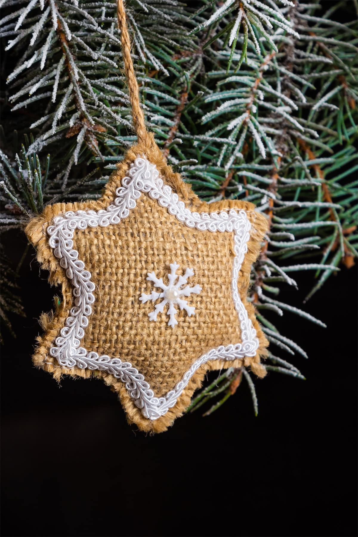 Burlap Stars Among Crochet Baubles
