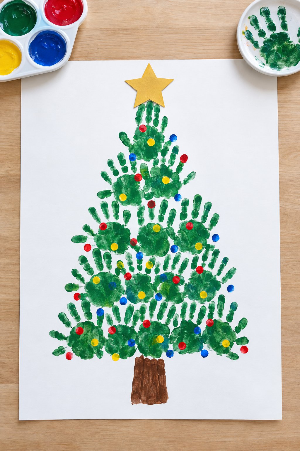 handprint christmas tree painting