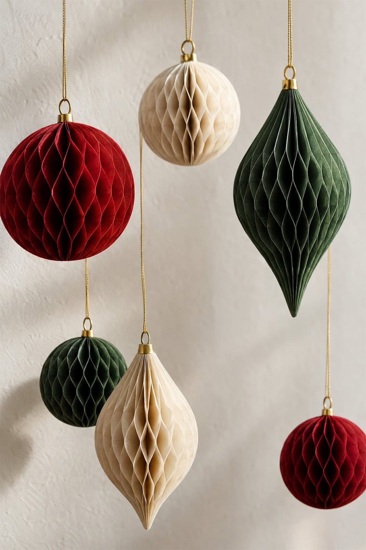 layered paper honeycomb ornaments