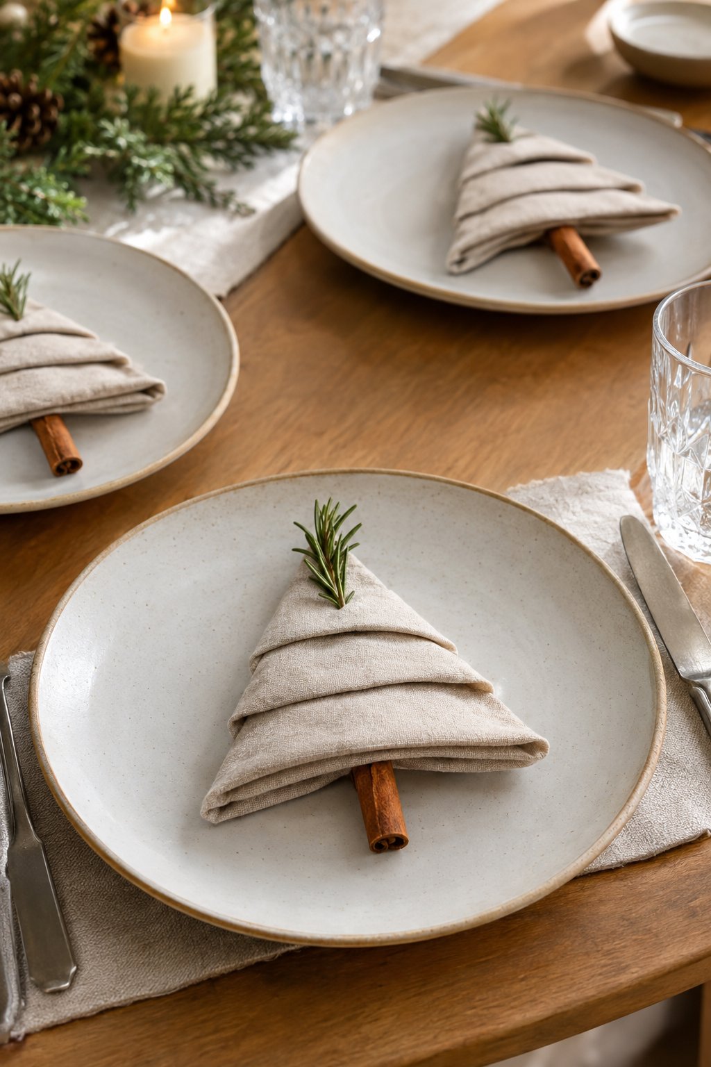 linen napkin christmas trees