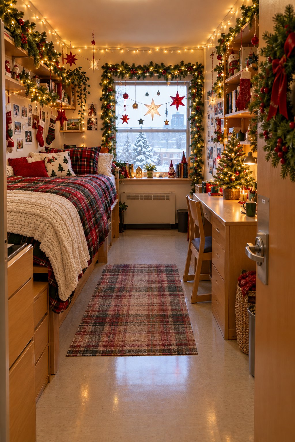 A Full Christmas Dorm, a Clear Floor