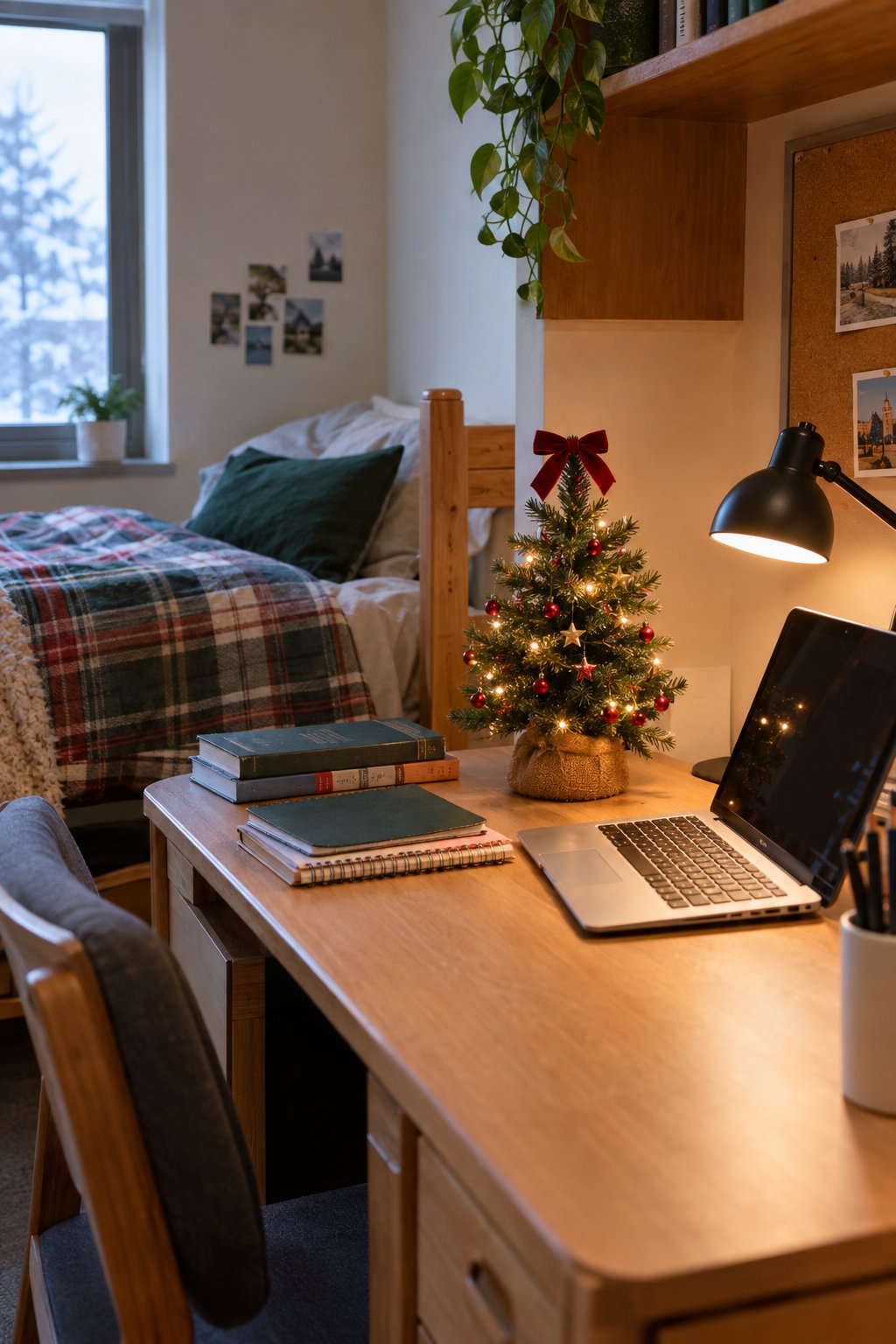 A Desk-Sized Dorm Christmas Tree