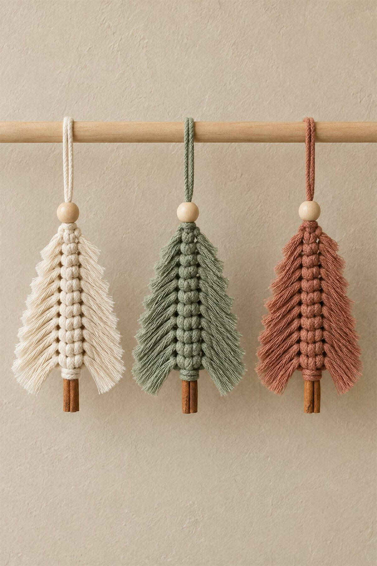 mini macrame christmas trees