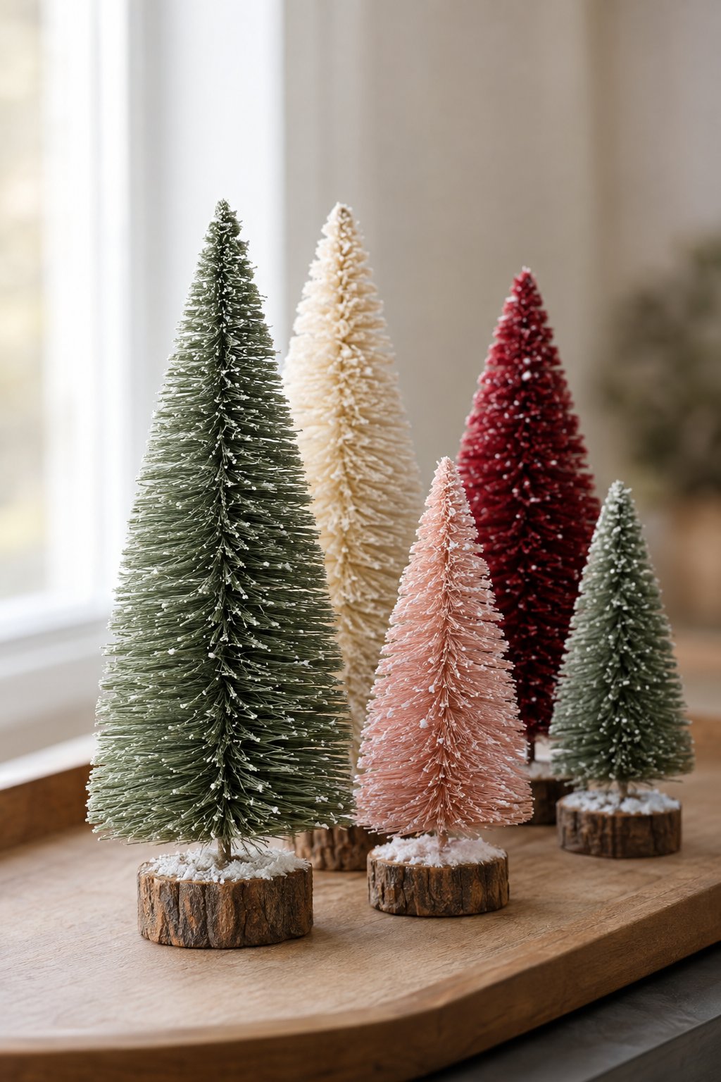 miniature bottle brush tree display