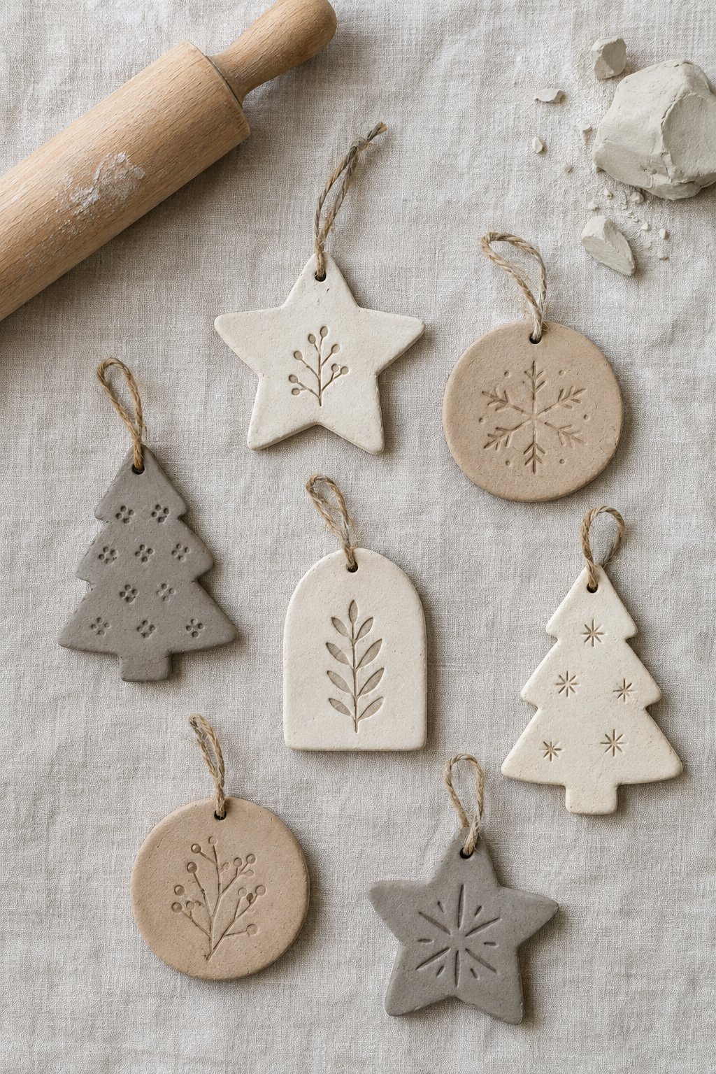 minimalist clay christmas ornaments