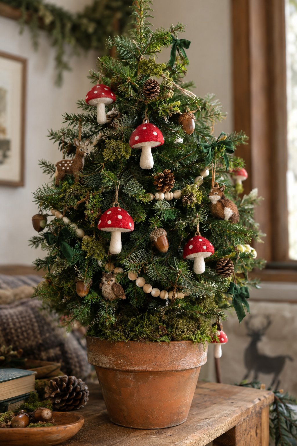 Mushrooms on a Woodland Tabletop Tree