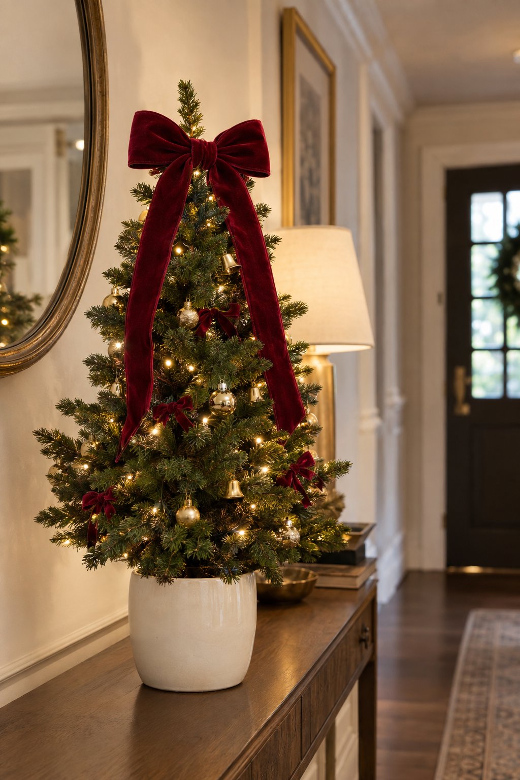 One Big Bow for a Tabletop Tree