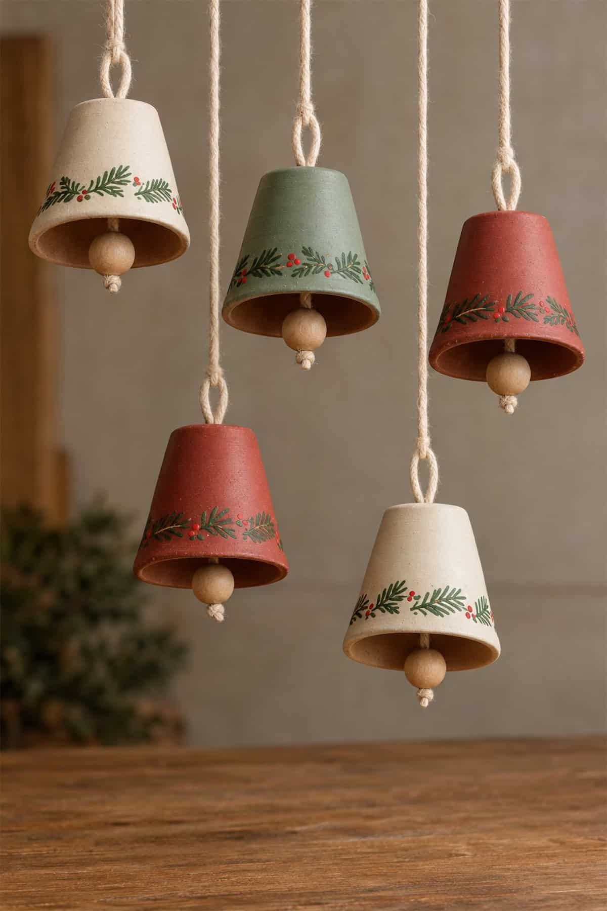 painted terracotta bell ornaments