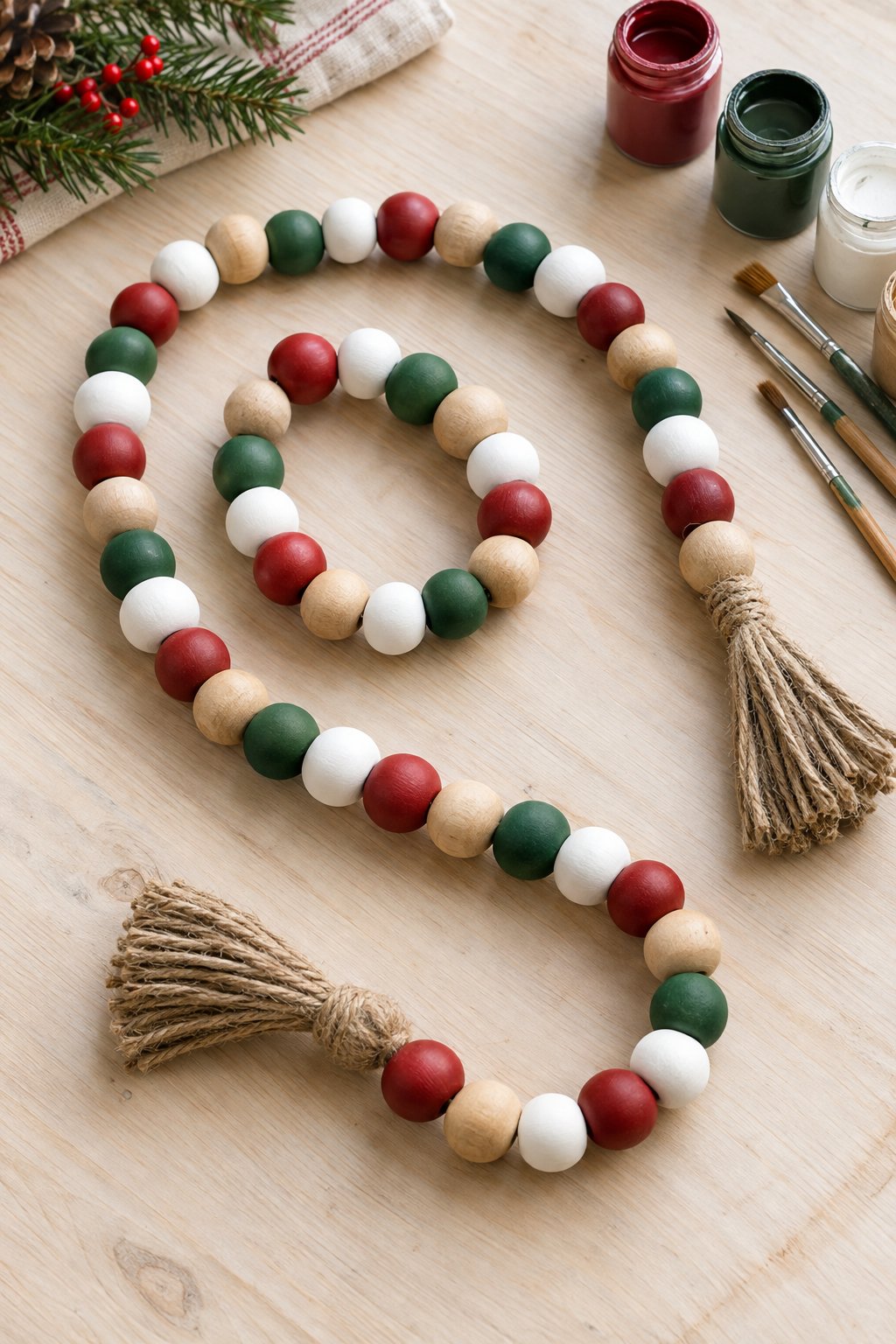 painted wooden bead garland