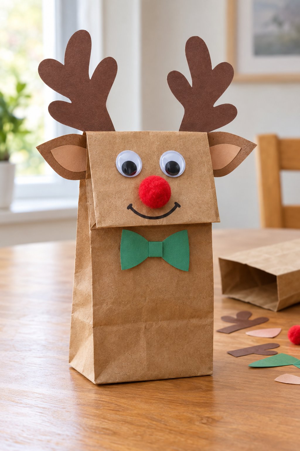 paper bag reindeer puppet