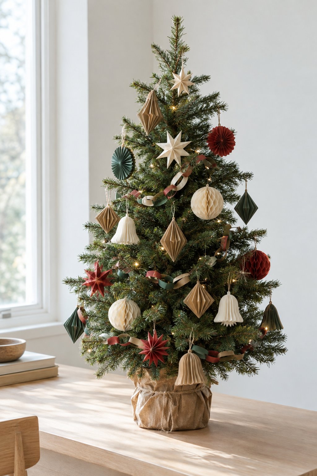 Folded Paper for a Mini Christmas Tree