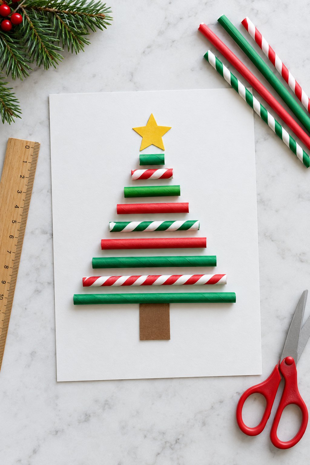 paper straw christmas tree