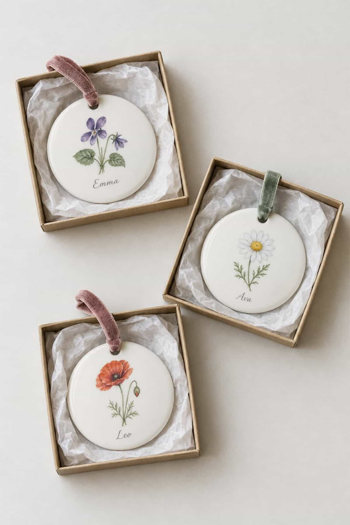 personalized birth flower discs