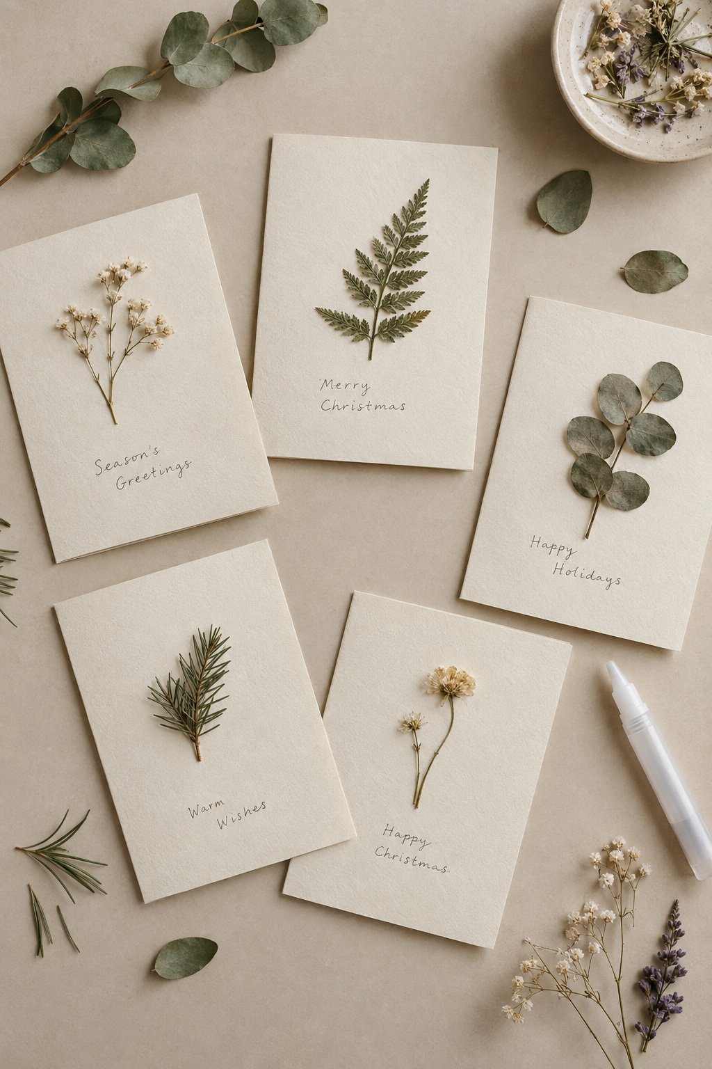 pressed botanical christmas cards