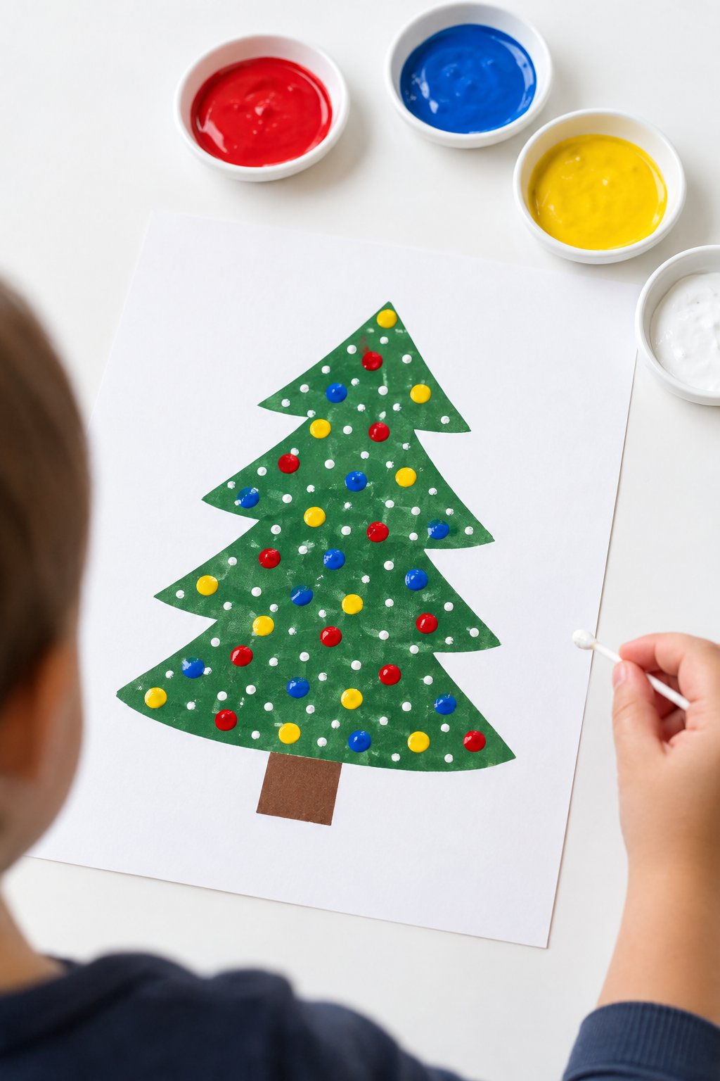 q tip painted christmas tree
