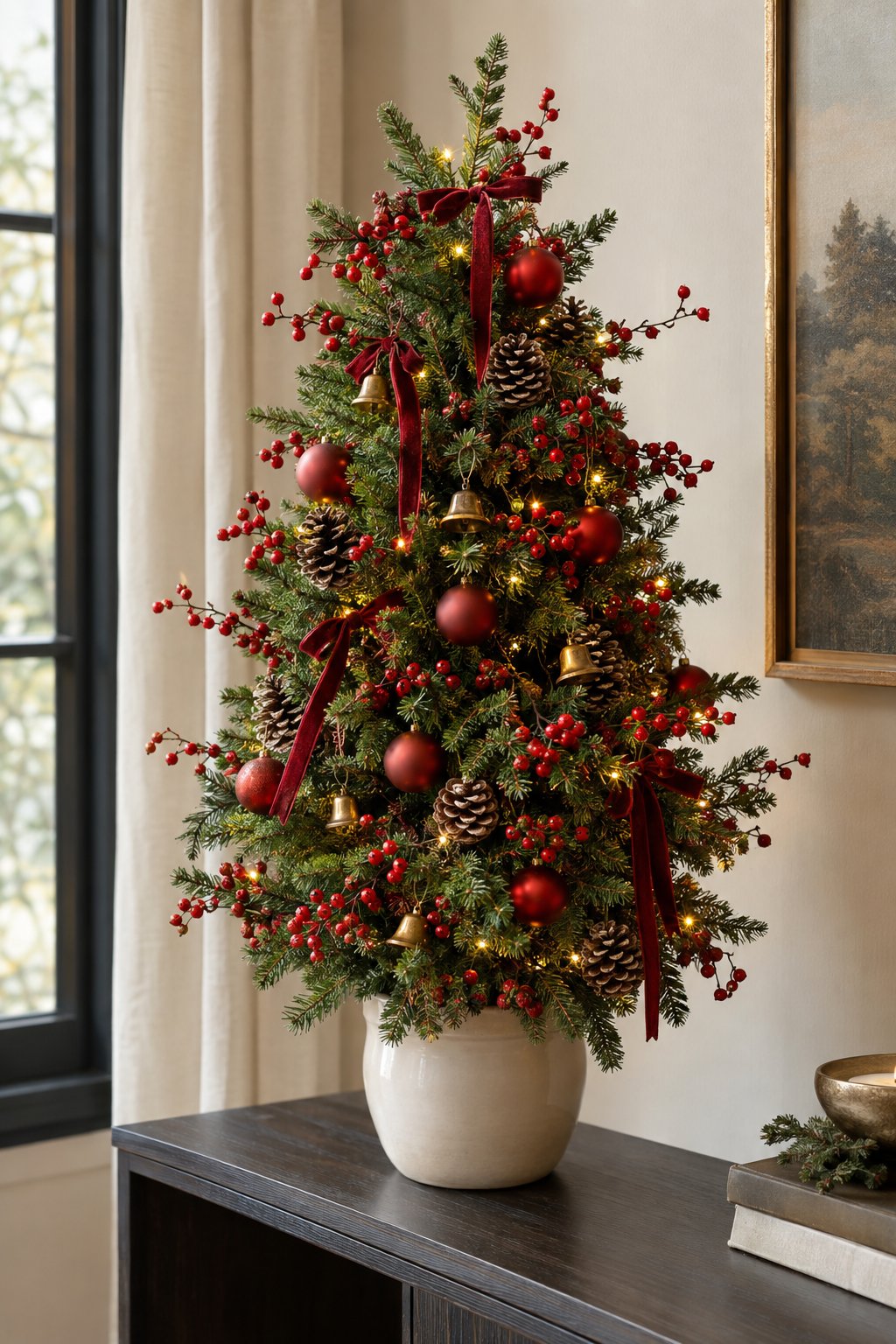 A Tabletop Tree with Red Berries