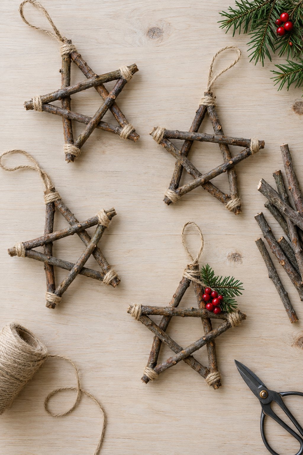 rustic twig star ornament