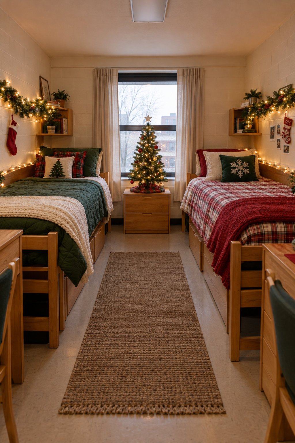 Christmas Decor for Two Dorm Beds