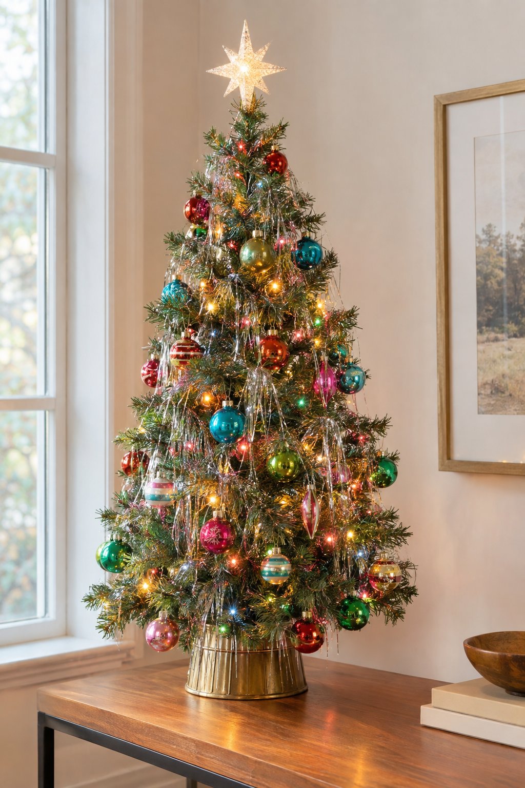 Silver Tinsel for a Tabletop Tree