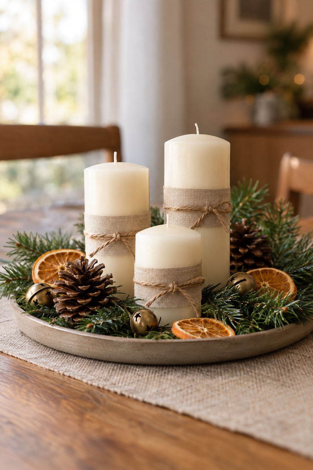 simple christmas candle centerpiece