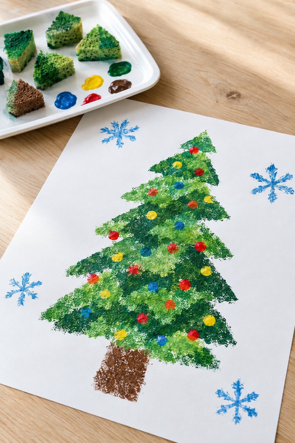 sponge painted christmas tree