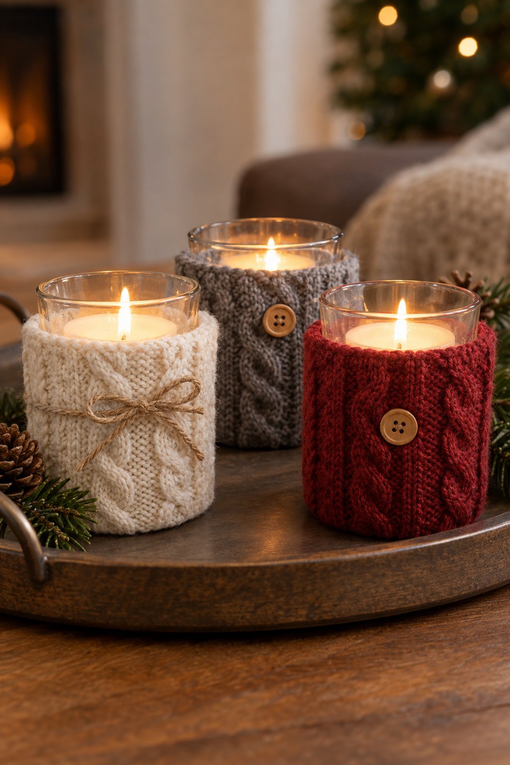sweater sleeve candle holders
