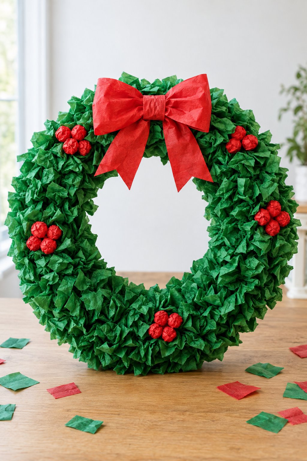 tissue paper christmas wreath