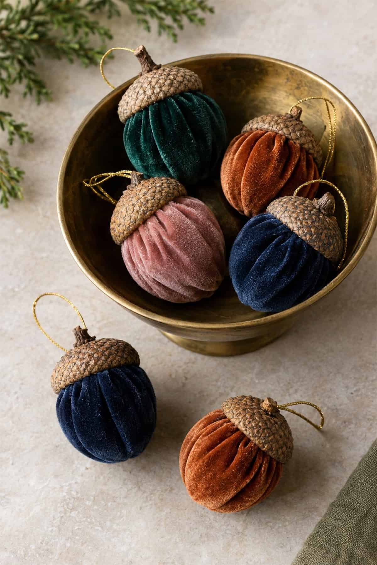velvet acorn ornaments