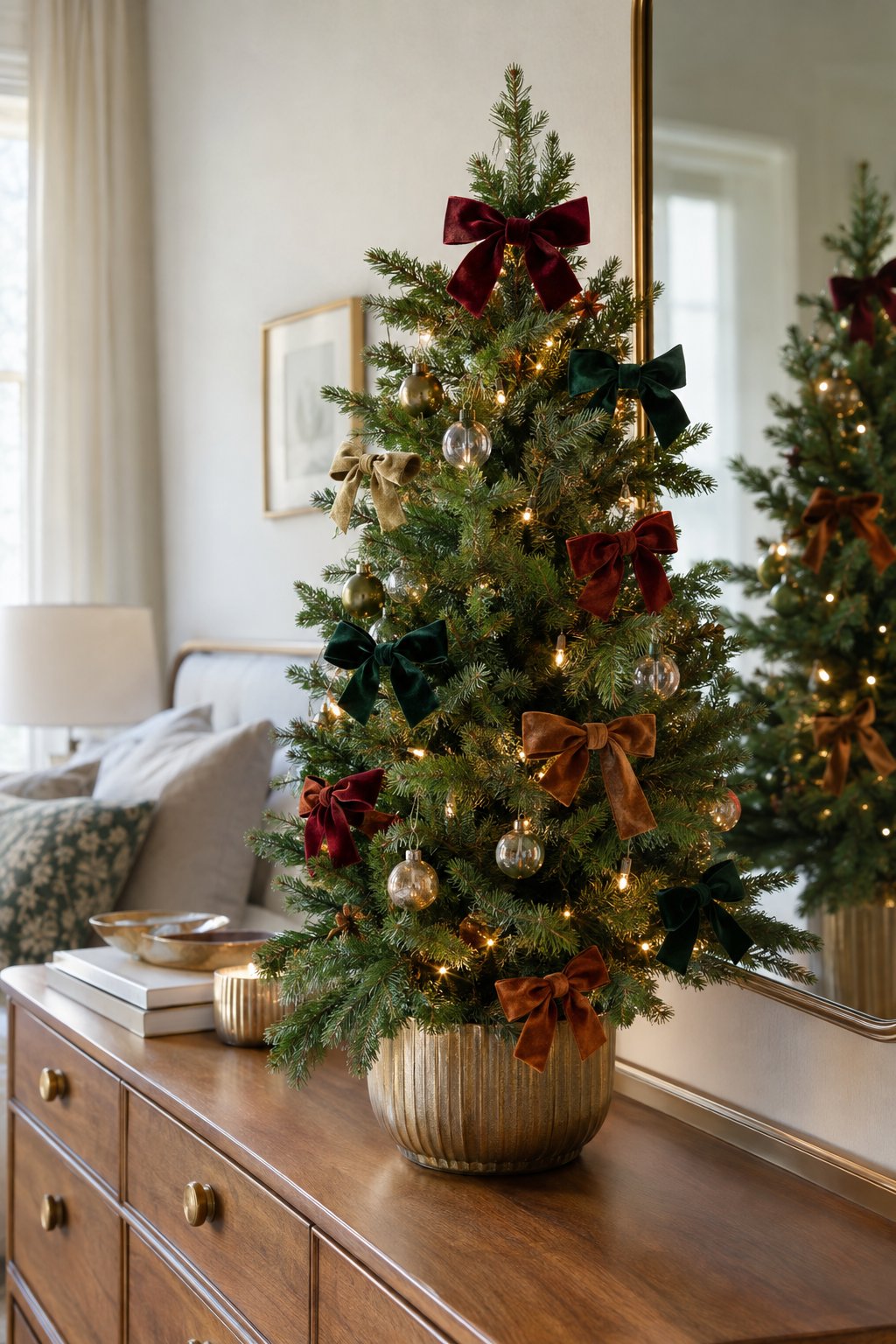 Velvet Bows on a Tabletop Tree