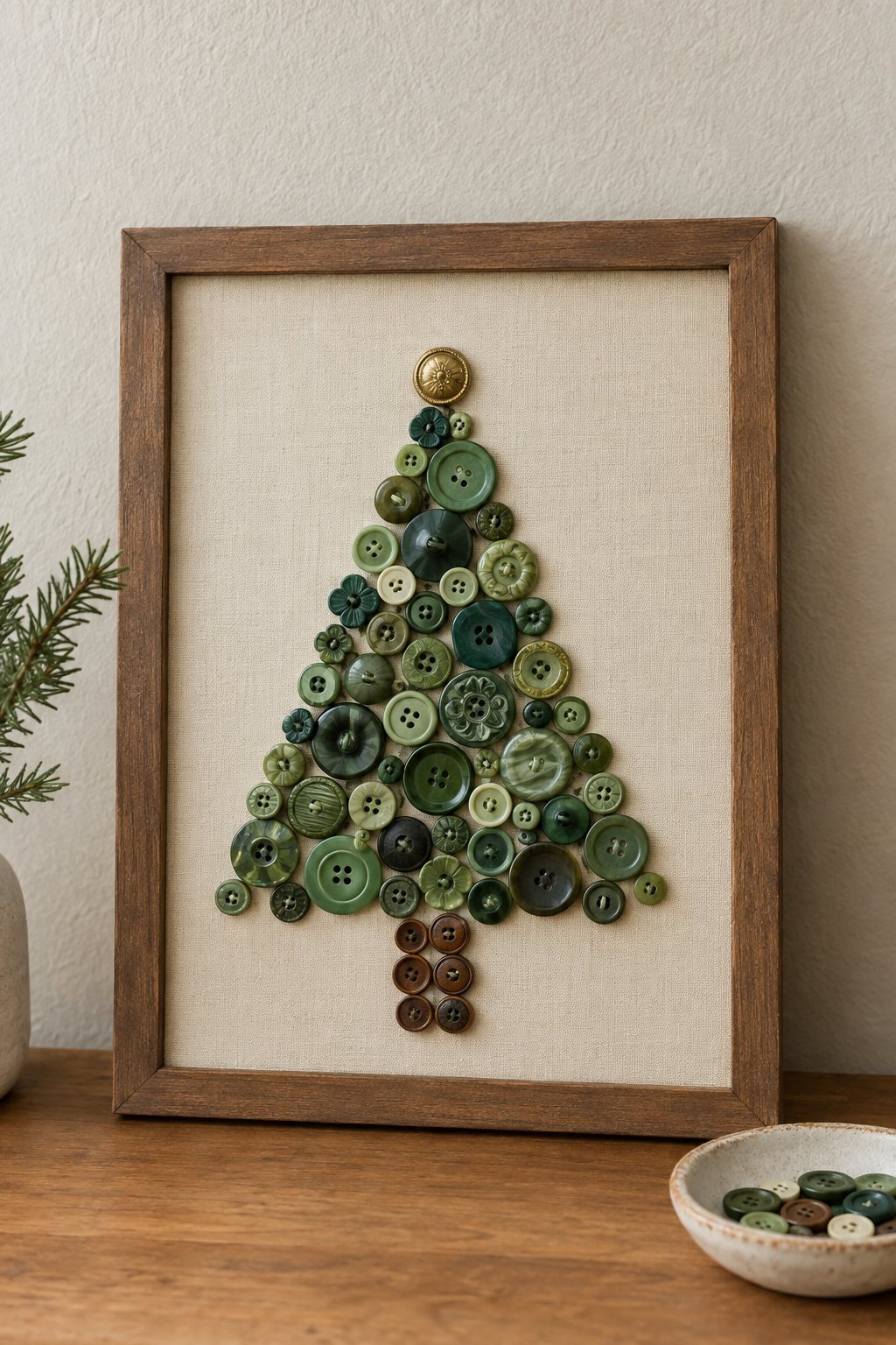 vintage button christmas tree art