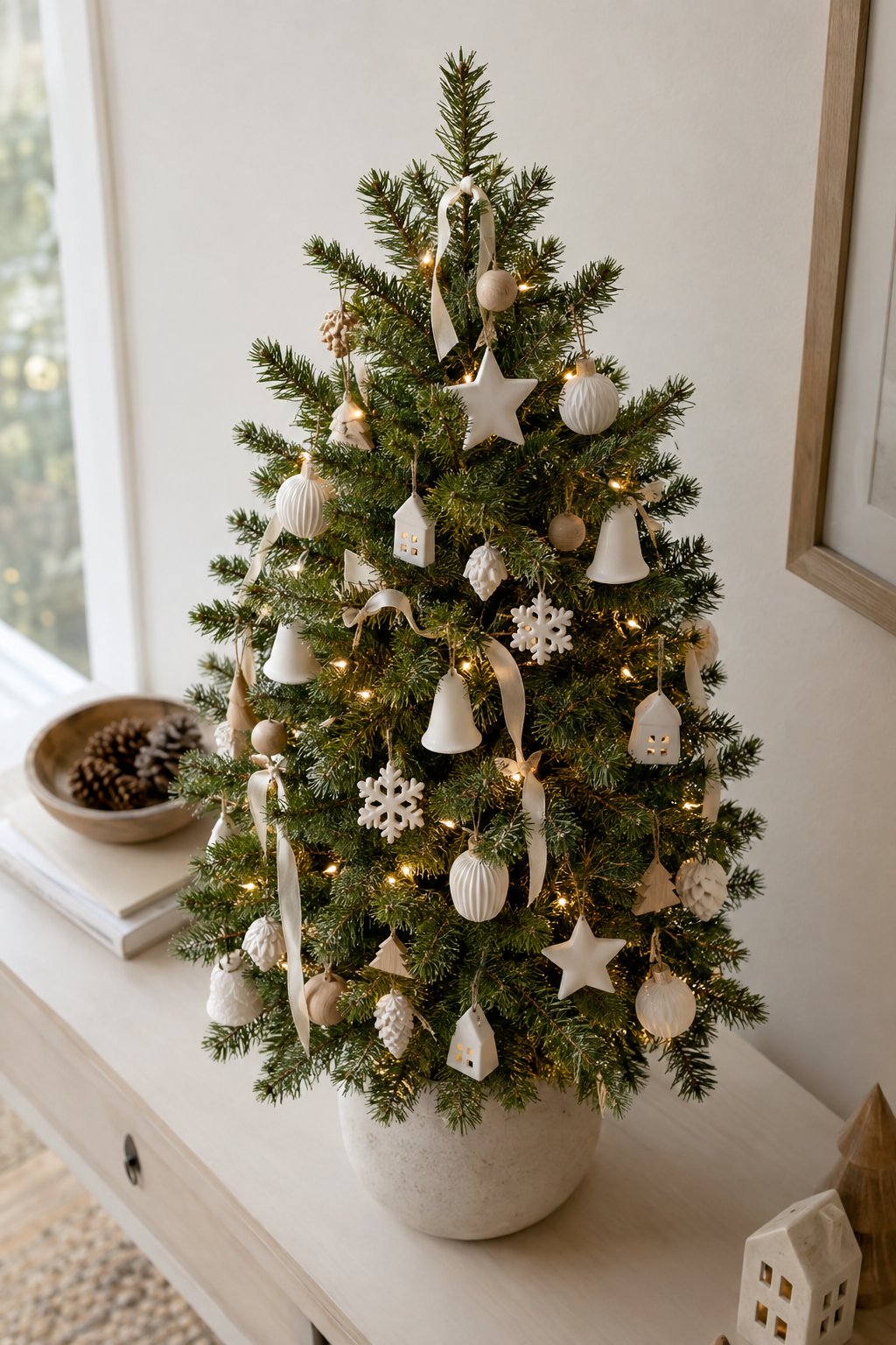 Tabletop Tree with White Ceramic Stars