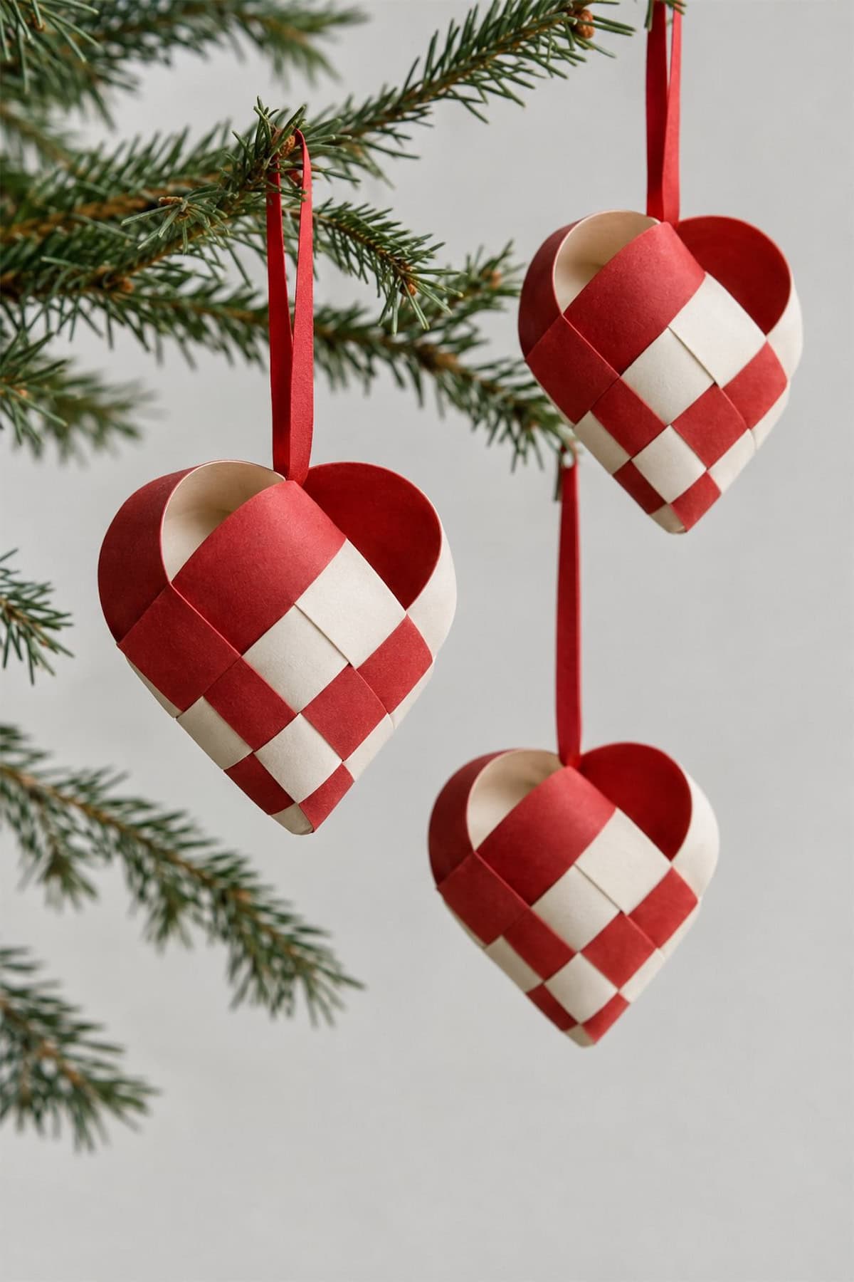 woven ribbon heart ornaments