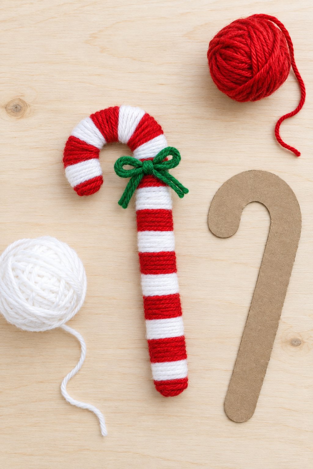 yarn wrapped candy cane