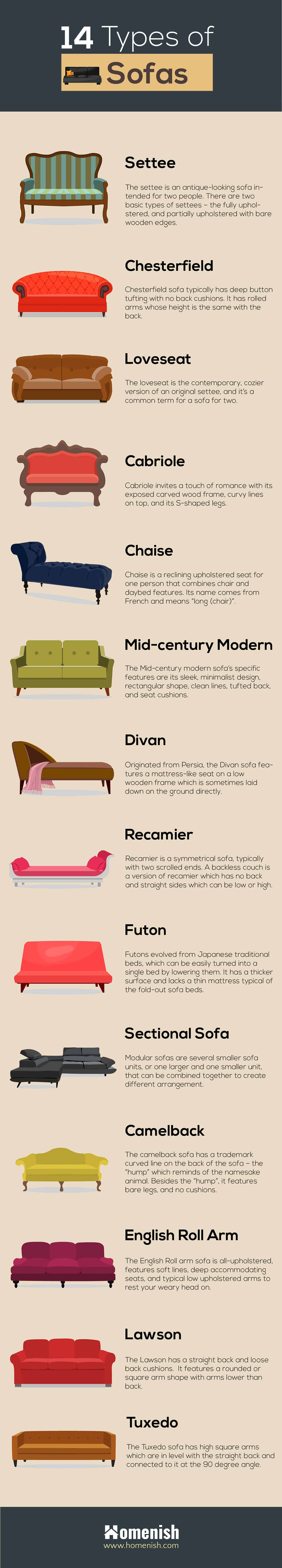 Types of Sofas and Couches Infographic